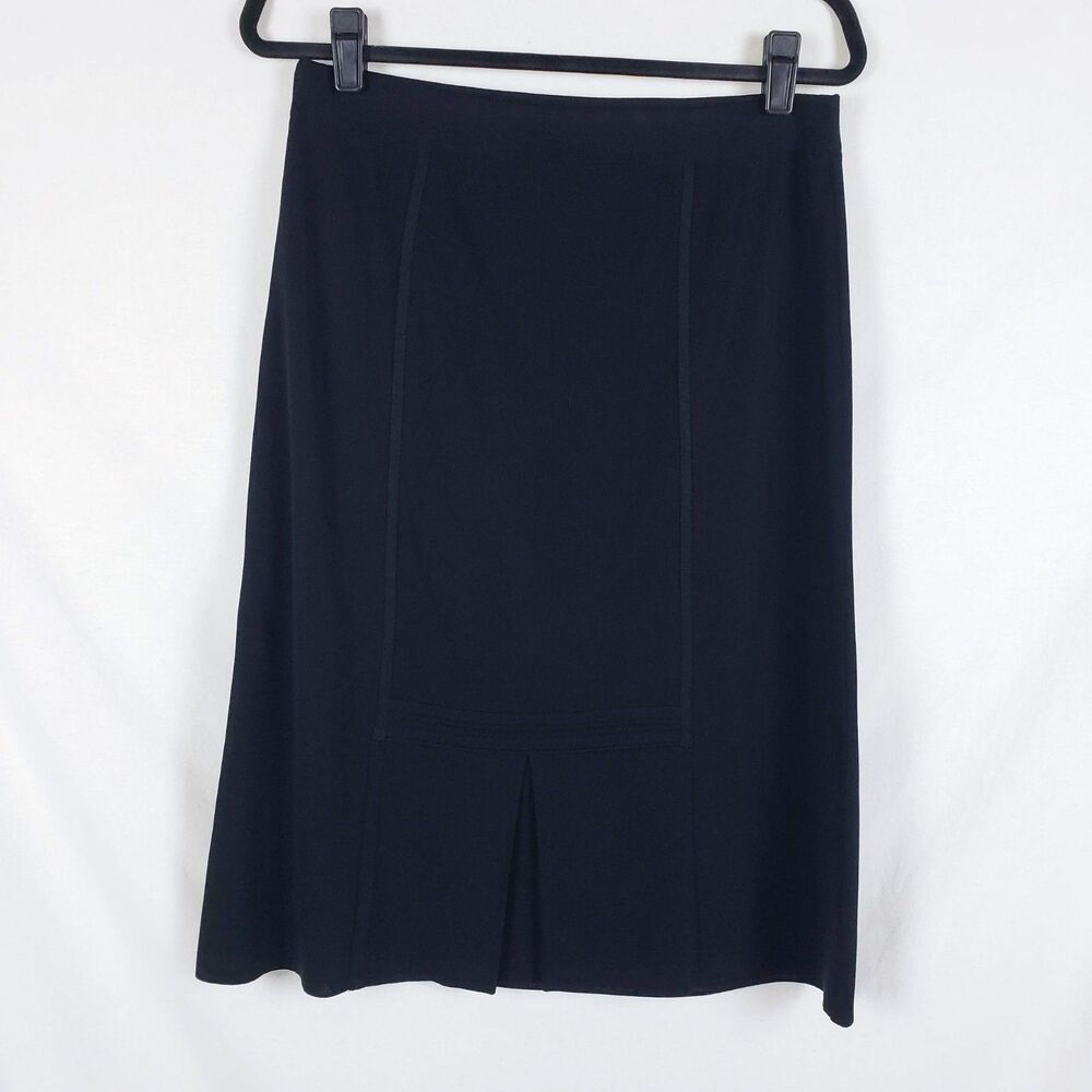 Exclusively Misook Minimalist Knit Skirt Womens L Black A-Line Below Knee